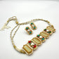 Traditional Indian designer fusion Necklace Set with Earrings - Gold Tone Jewelry for Women