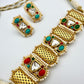 Traditional Indian designer fusion Necklace Set with Earrings - Gold Tone Jewelry for Women