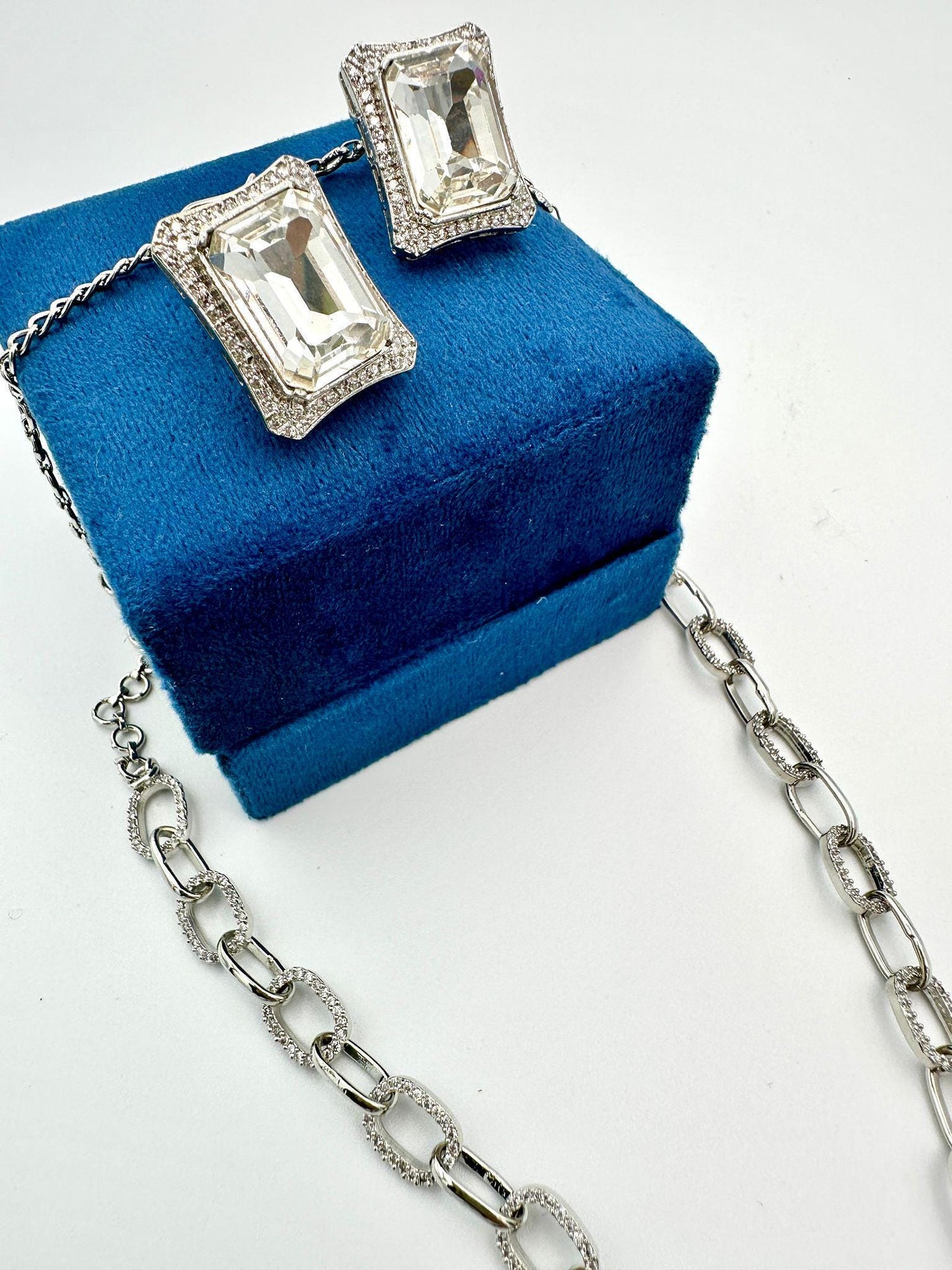 Luxurious Large Doublet Stones with Micro AD Stones Designer Necklace Set