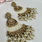 Bollywood Indian Designer Earrings in pearl champange color