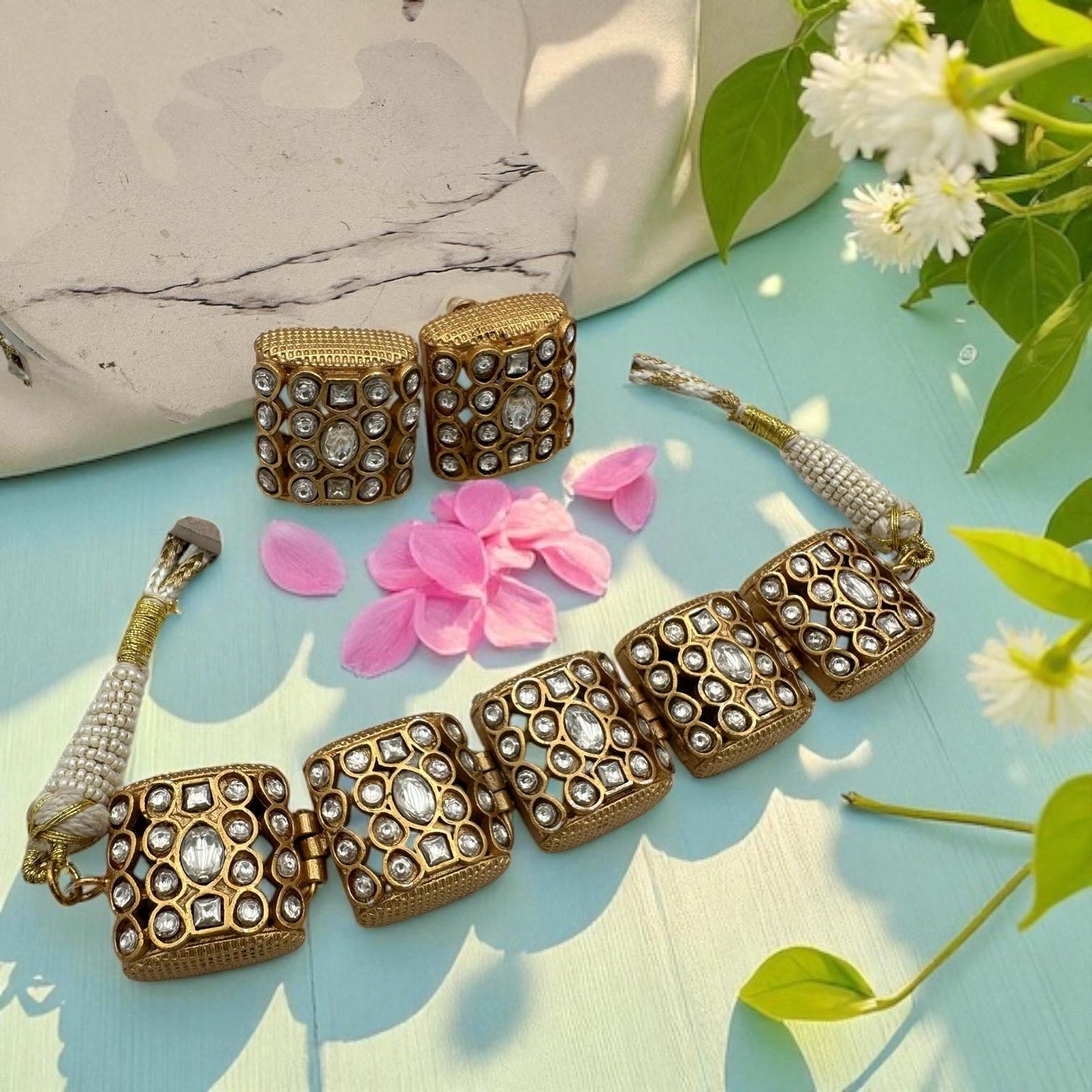Multi color  Kundan Necklace Set - Traditional Indian Jewelry
