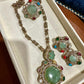 Elegant Pakistani Multani Naqshi Set - Gold-Toned Necklace, Earrings, and Ring with Multicolored Stones