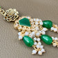 Bollywood Ethnic kundun set with emerald green stones