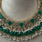 Bollywood Ethnic kundun set with emerald green stones