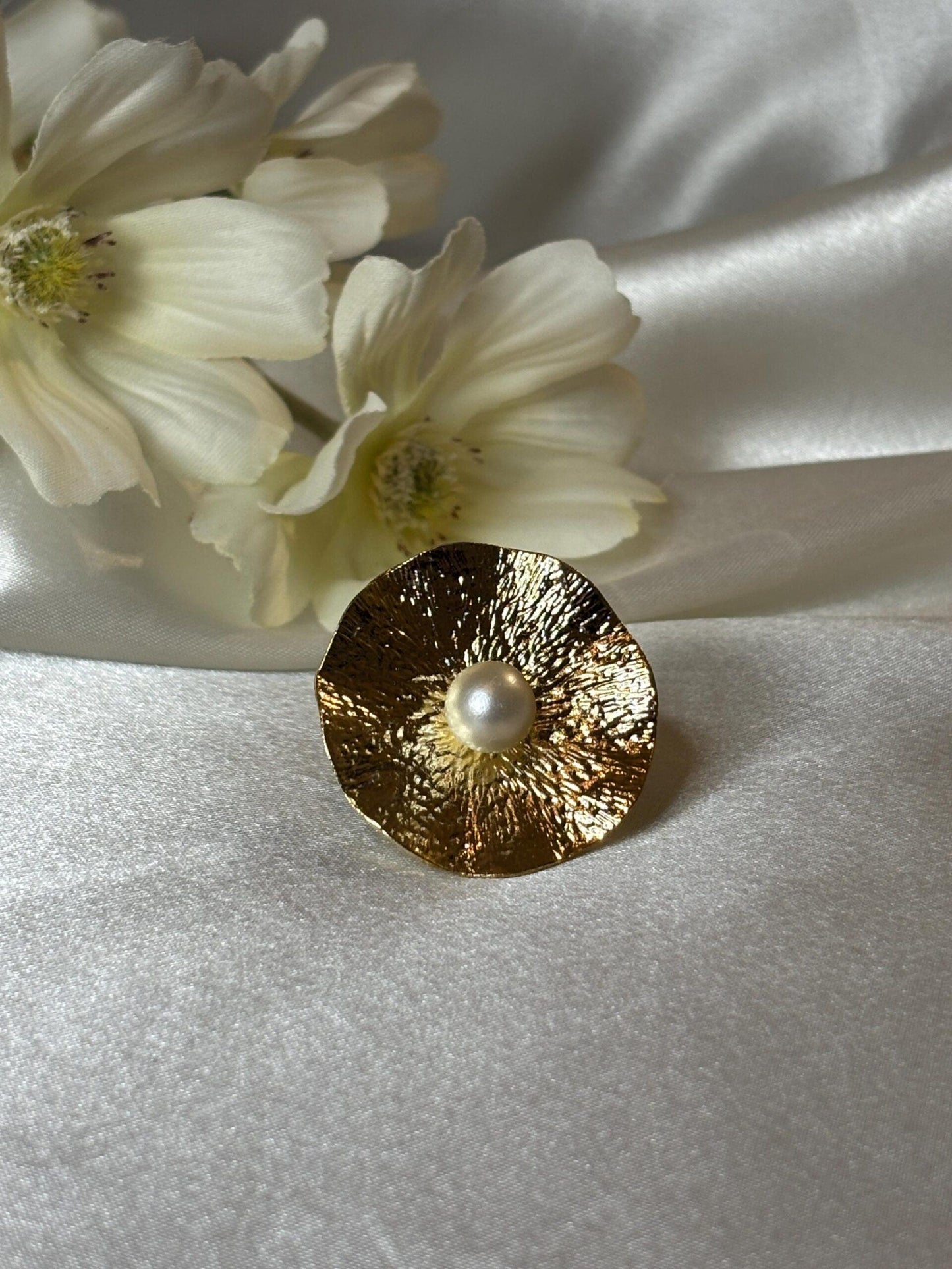 Gold plated pearl Turkish statement Ring