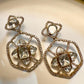 Bollywood Indian Designer monzonite medium length statement earrings gold finish,Victorian,Ad stones