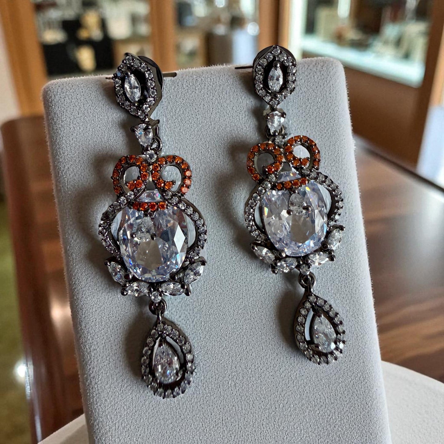 Bollywood cz stone  Designer Dangle Jewelry for Women, Elegant Statement Earrings