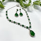 Emerald Green Cubic Zirconia Necklace and Earrings Set