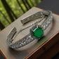 Designer Ad Stones with Emerald Green Studs Bangle Bracelet - Silver Plated with Clear Crystals