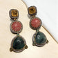 Bollywood Indian Designer Earrings with doublet stone, gold finish,Ad stones