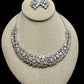 Bollywood ad Necklace & Earrings Set - rhodium | Sparkling prom / wedding / engagement Jewelry