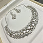 Bollywood ad Necklace & Earrings Set - rhodium | Sparkling prom / wedding / engagement Jewelry