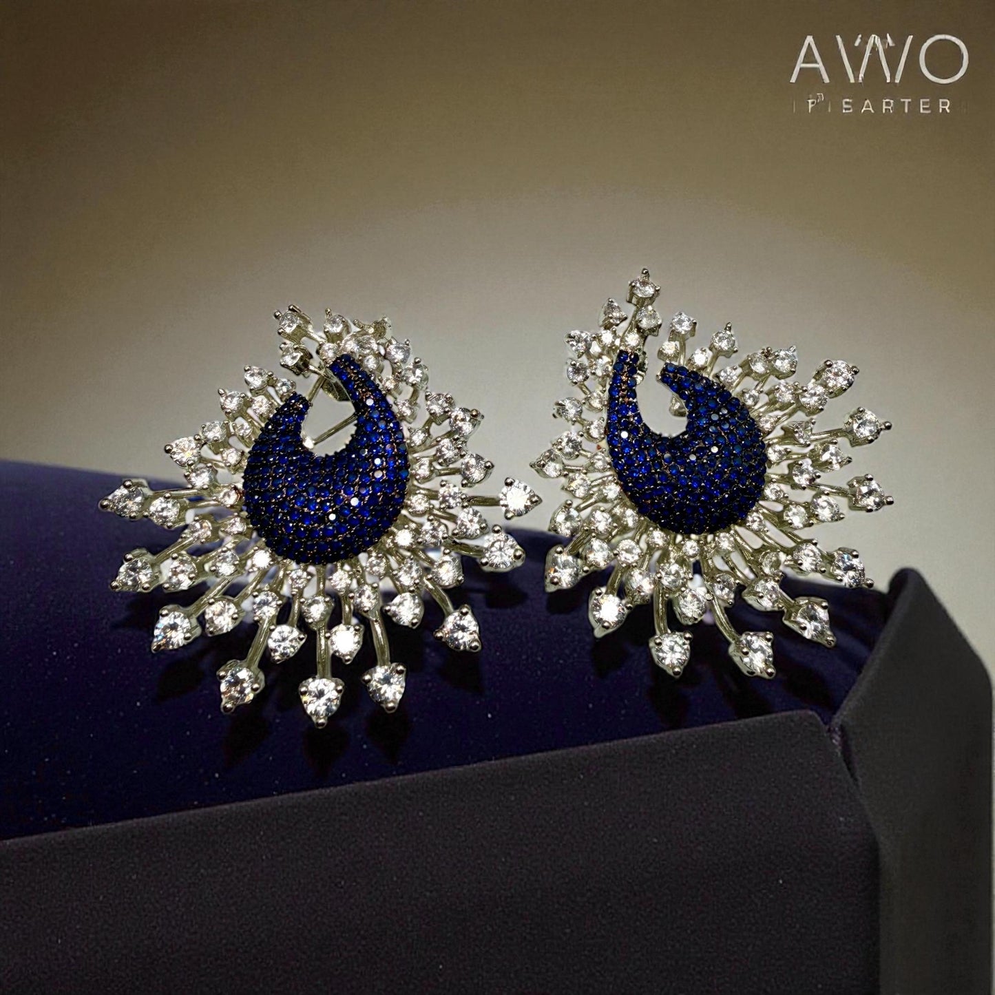 Bollywood Style Statement  Silver Peacock Earrings | AD Studded | Indian Jewelry
