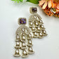 Bollywood Indian Earrings with pearl designer multi amythyst marble stone dangle antique gold finish