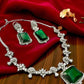 Bollywood Indian designer American daimond cubic zarconia AD set,green emerald stone