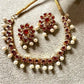 Bollywood indian pearl kundan necklace set choice of pearl or ruby color