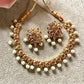 Bollywood indian pearl kundan necklace set choice of pearl or ruby color