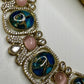 Bollywood Kundan Necklace Earring Set, Blue Marble, Gold Plated