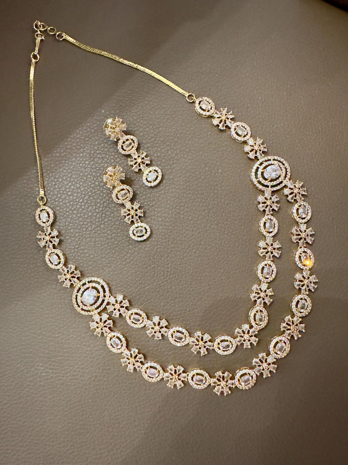 Bollywood ethnic double layer Indian American daimond ad set gold plated .
