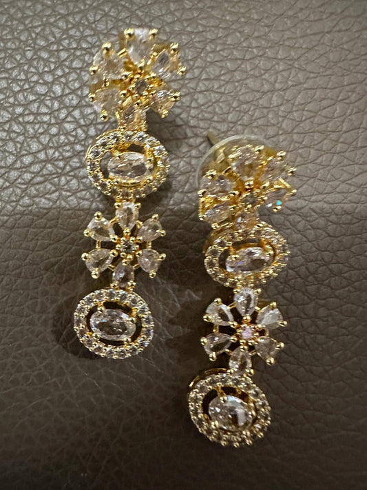 Bollywood ethnic double layer Indian American daimond ad set gold plated .