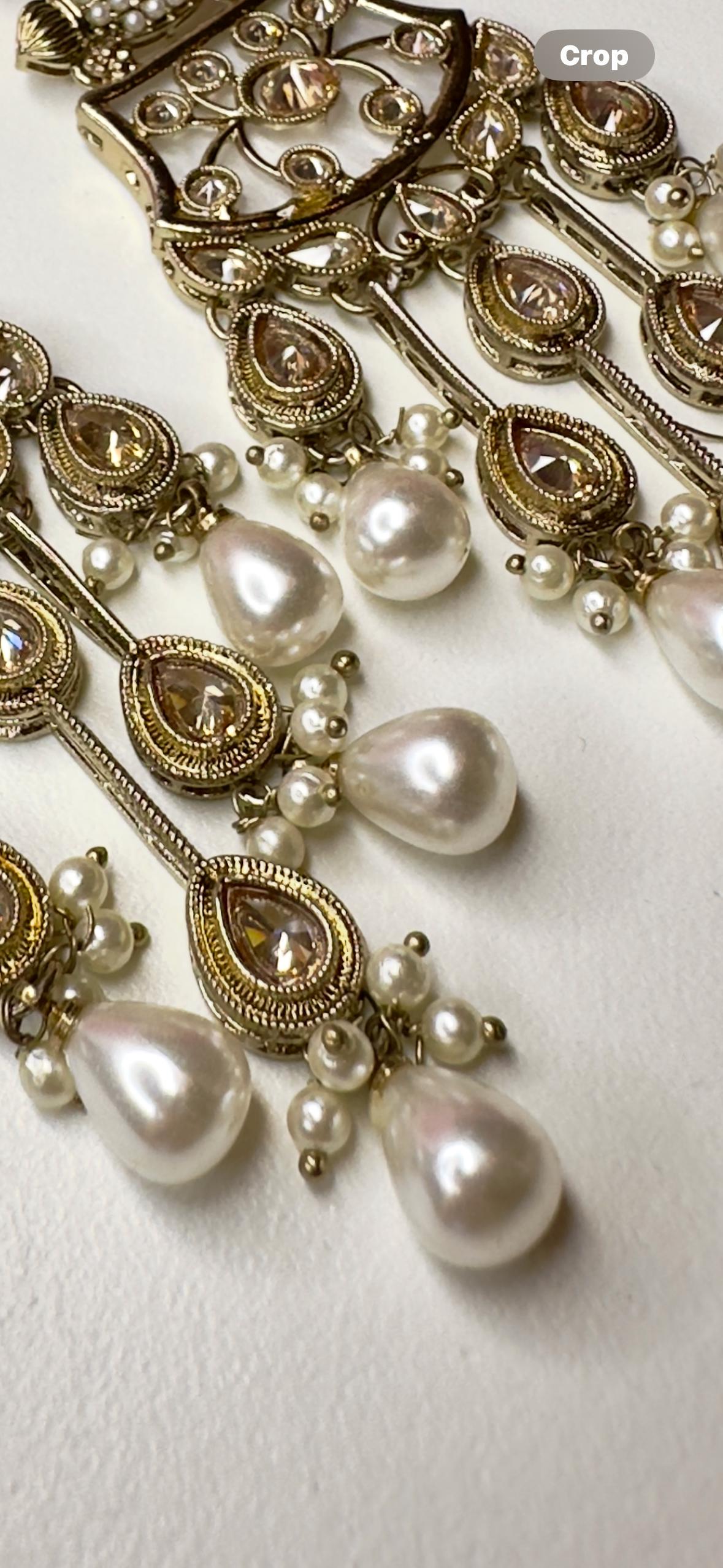 Bollywood Indian Designer Earrings in pearl champange color