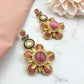 Elegant red  Kundan 3d Flower Earrings - Traditional Indian Jewelry for Women