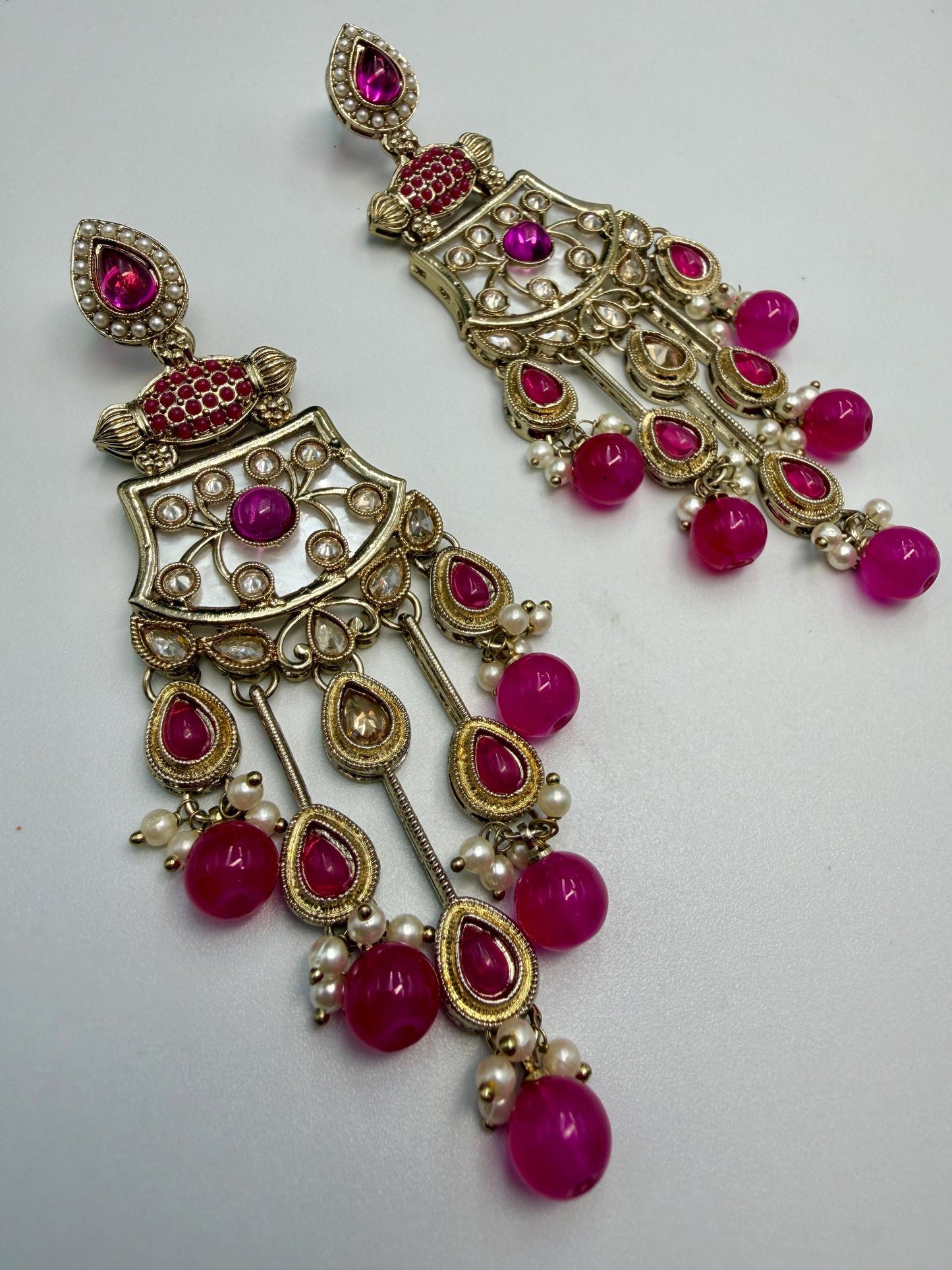 Elegant Blue Jhumka Earrings with stone Accents - Traditional Indian Jewelry