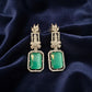 Mint Green Dangle Earrings, Silver Tone & AD Stone Accents