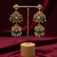 Breathtaking Luxury high end statement Gold-plated Jhumka Earrings with Mint,with cubic Zarconia Stones