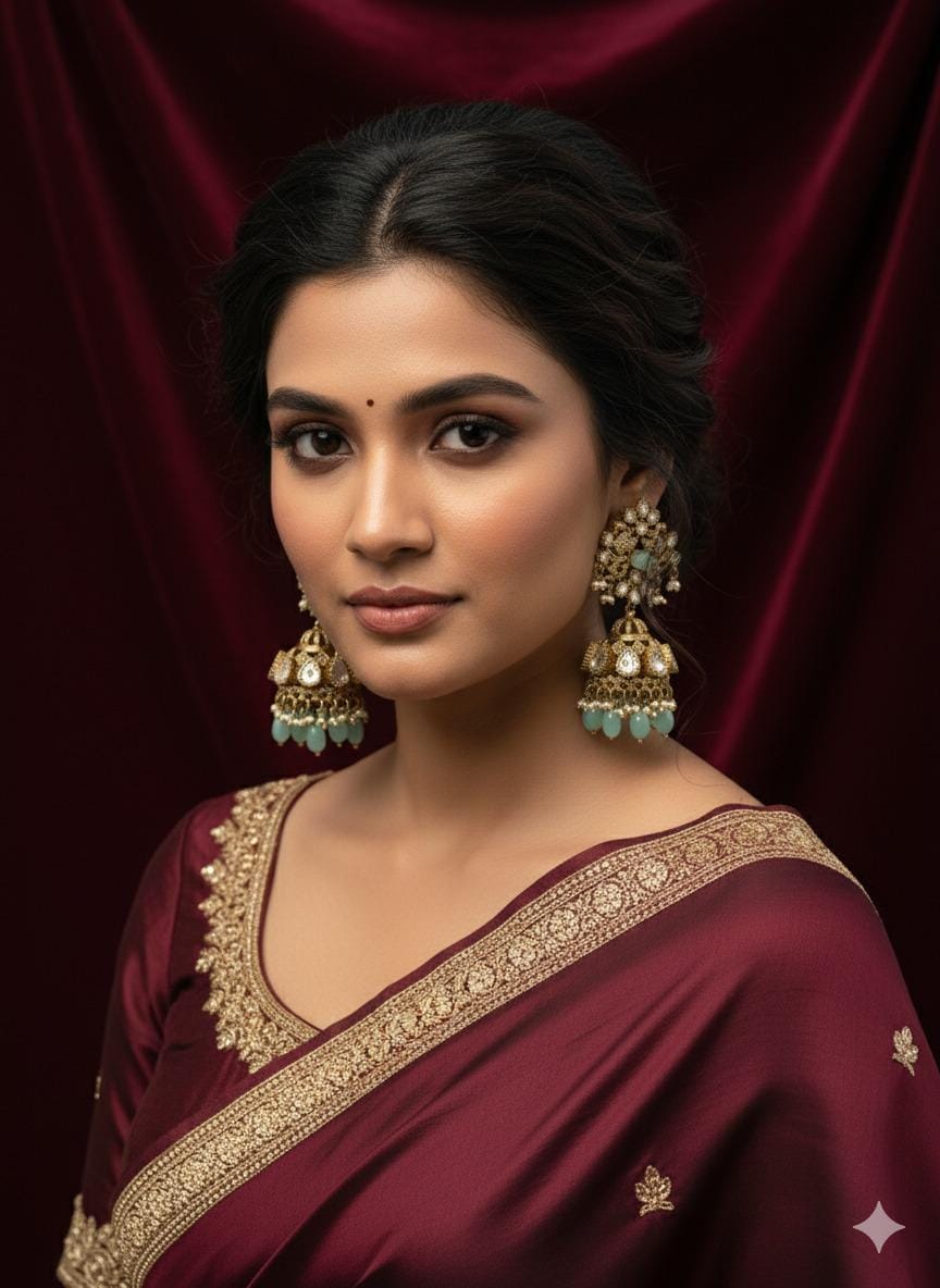Breathtaking Luxury high end statement Gold-plated Jhumka Earrings with Mint,with cubic Zarconia Stones