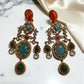 Bollywood Indian Designer Earrings with doublet stone gold plated,Victorian statement piece
