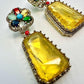Bollywood Citrine Statement Earrings – Multicolor Gemstone Flower, Ethnic Jewelry
