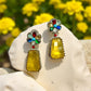 Bollywood Citrine Statement Earrings – Multicolor Gemstone Flower, Ethnic Jewelry