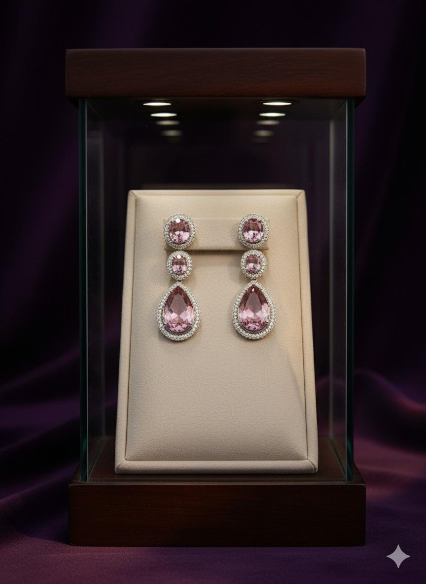Sparkling Pink cubic Zarconia Dangle Earrings | Silver Earrings