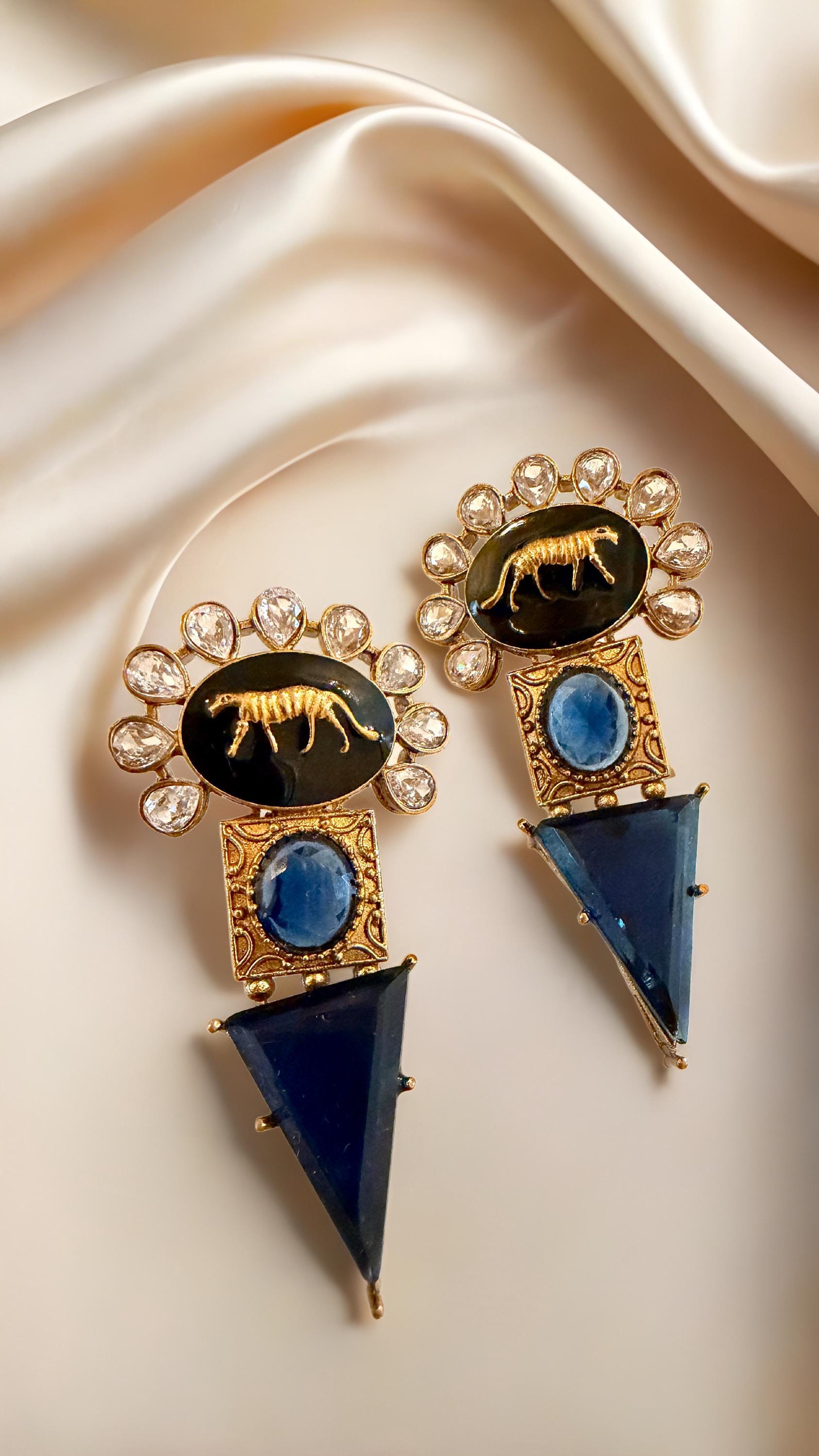 Handcrafted Polki Jewelry with Aquamarine and Kundan Stones