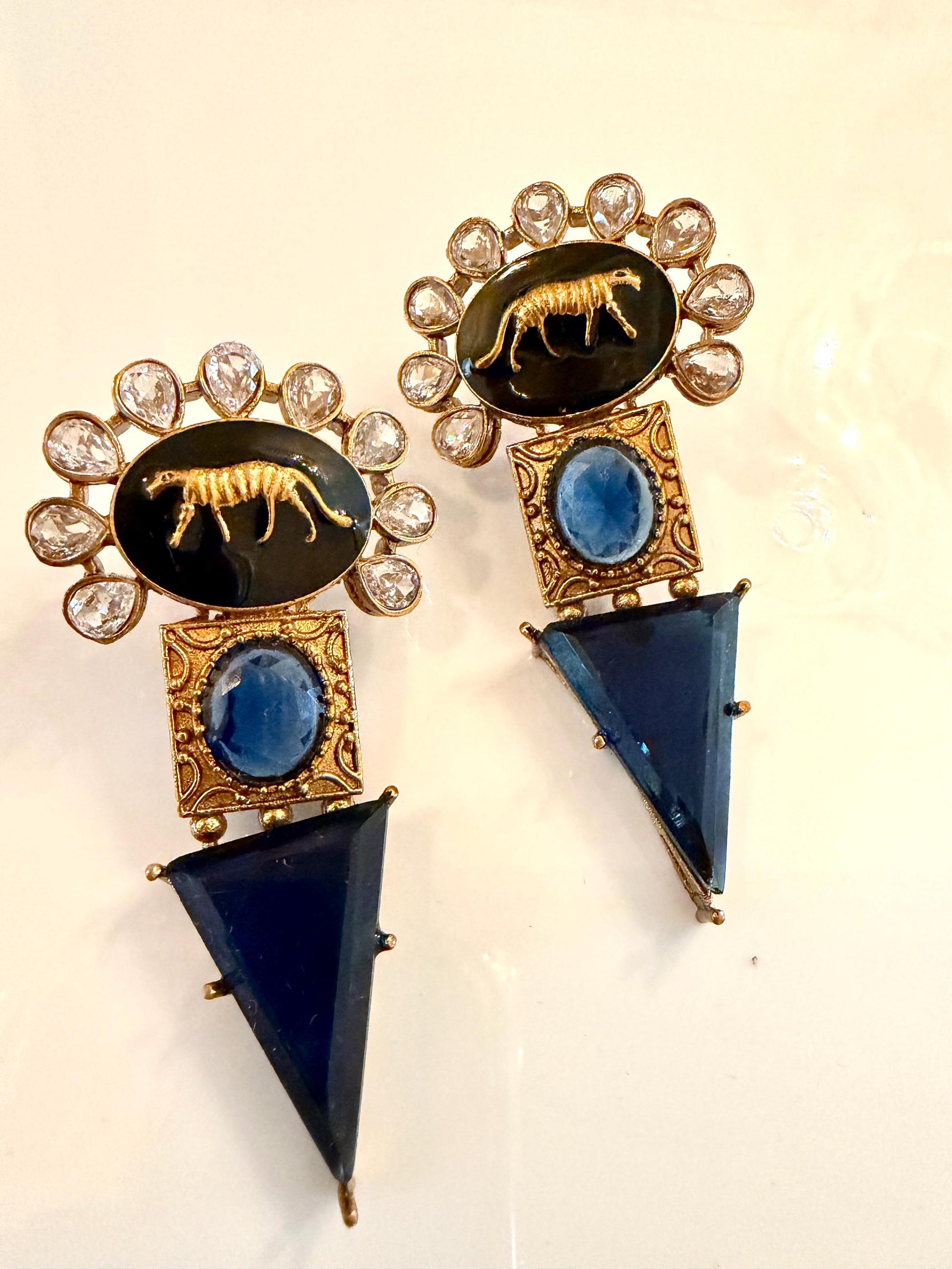 Handcrafted Polki Jewelry with Aquamarine and Kundan Stones