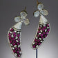 Ruby & Diamond Stones Designer Earrings | rhodium Plated Floral /CZ Stone.