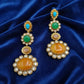 Multicolor Kundan Statement doublet Earrings | Antique Gold Polki Dangler Jewelry | Indian Bridal & Festive Ethnic Earrings