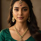 Gold Mala Necklace Set – Indian Pakistani Gemstone Jewelry