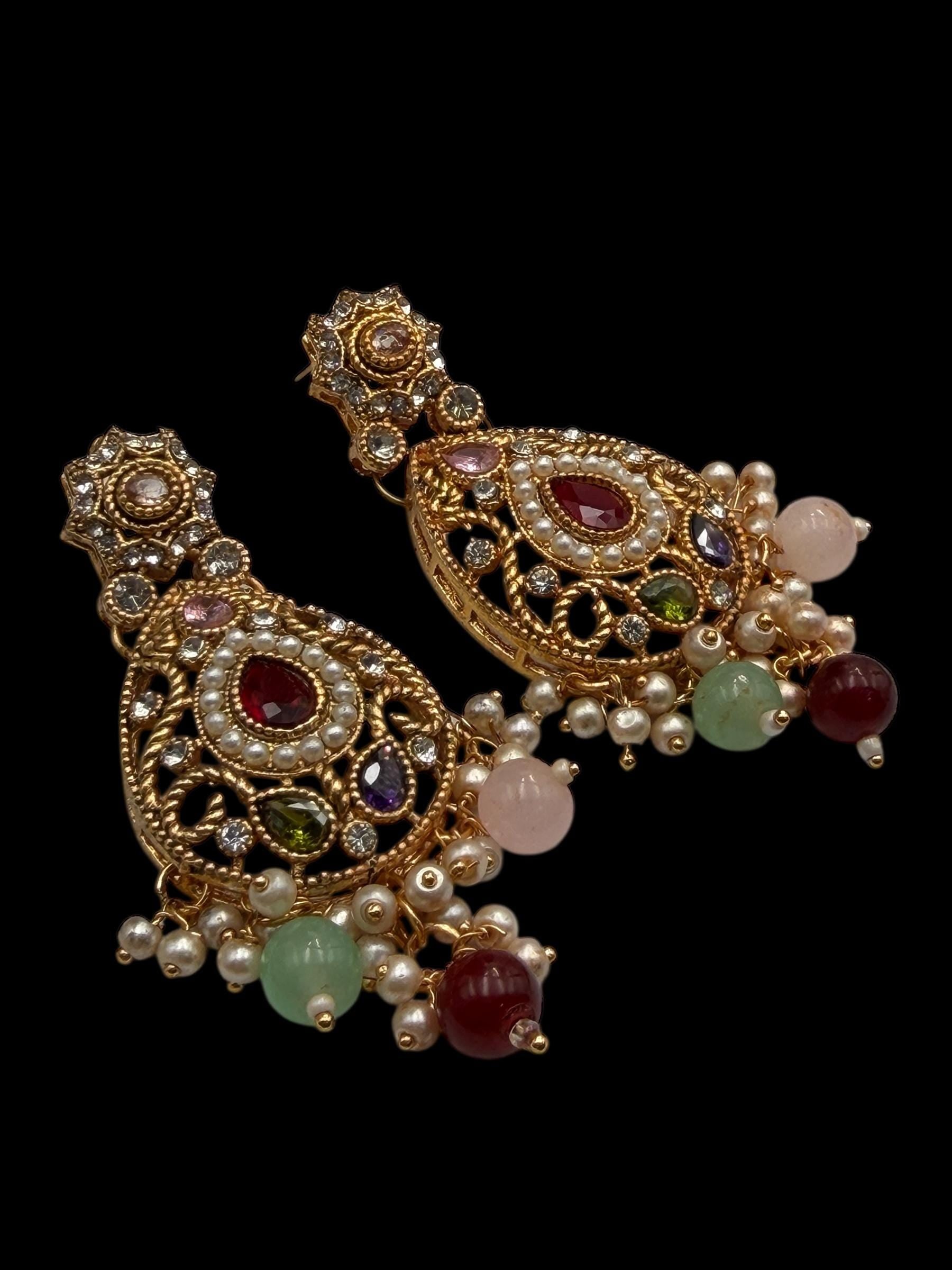 Gold Mala Necklace Set – Indian Pakistani Gemstone Jewelry