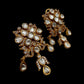 Bollywood Indian Designer monzonite medium length statement earrings gold finish,Victorian,Ad stones