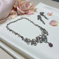 Enameled Designer Inspired Necklace Set in Amethyst & Cubic Zirconia