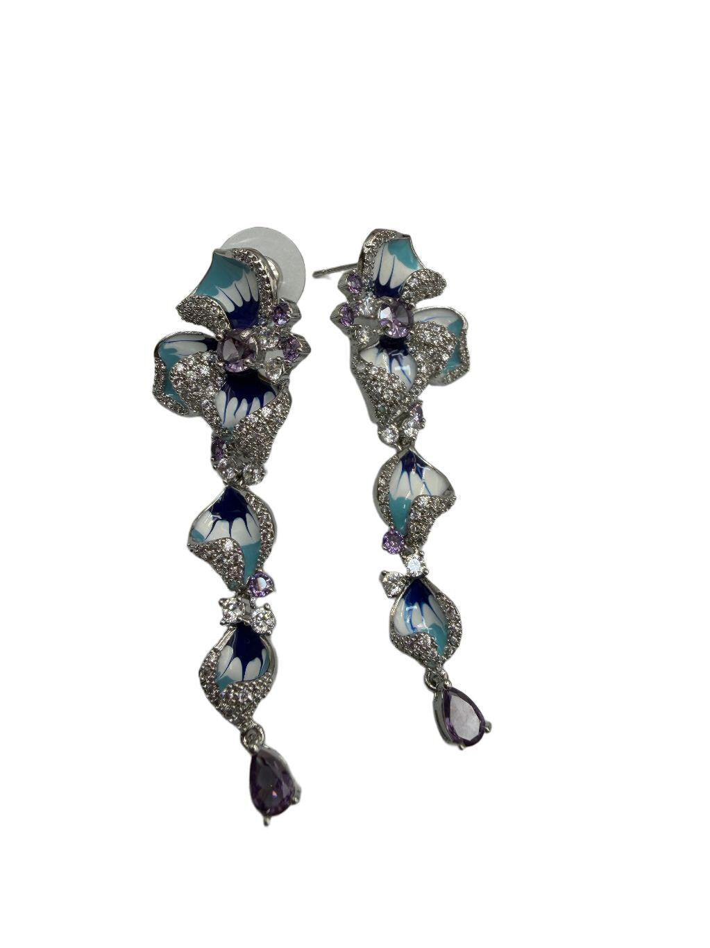 Enameled Designer Inspired Necklace Set in Amethyst & Cubic Zirconia