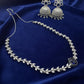 Silver CZ Necklace and Jhumka Set | Luxury Bridal Jewelry Set | Sparkling Leaf Design Necklace with Statement Earrings | Wedding Jewelry