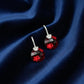Ruby Red Crystal Drop Earrings | Silver CZ Dangle Bridal Jewelry