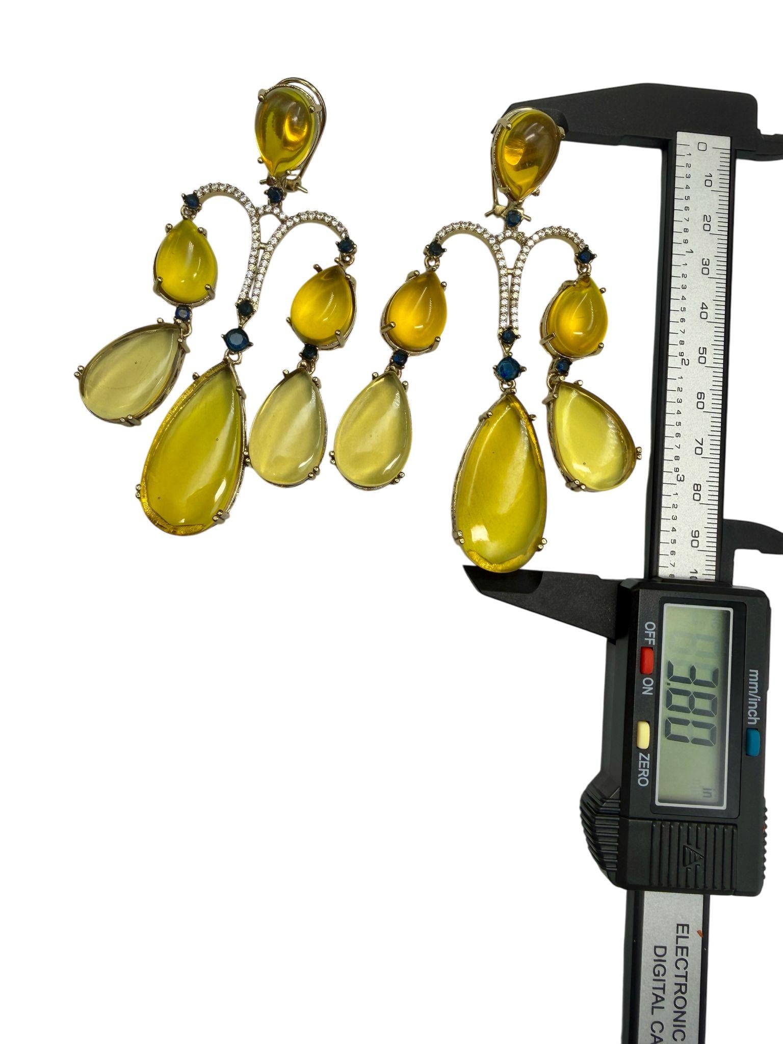 Yellow Crystal Drop Earrings | 22K Gold Plated Bridal Jewelry