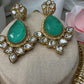 Mint and polki Kundan Necklace Set - Traditional Indian Jewelry