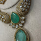 Mint and polki Kundan Necklace Set - Traditional Indian Jewelry