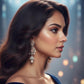 CZ Champagne Crystal Pearl Bridal Earrings | Silver Dangler Jewelry