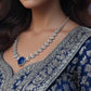 Silver CZ Necklace and Jhumka Set | Luxury Bridal Jewelry Set | Sparkling Leaf Design Necklace with Statement Earrings | Wedding Jewelry